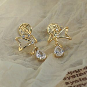 Opal Butterfly Love Drop Zircon Earrings