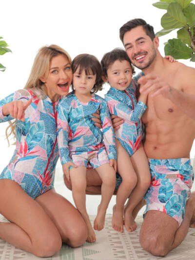 Europe And The United States Father And Daughter Parent-child Swimsuit Boys And Girls Swimsuit Leopard Print