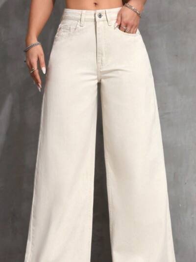 Versatile Solid-color Flared Wide-leg Pants