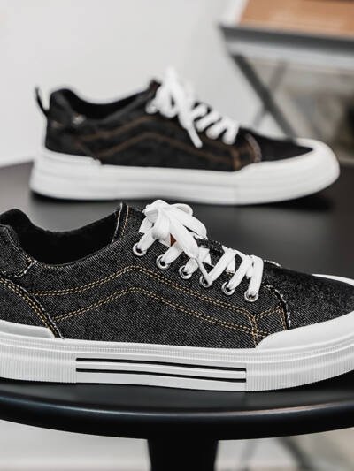 Men's Korean-style Fashion Plus Size Low-top Casual Denim All-matching Sneakers