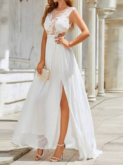 Chiffon Lace Trailing Wedding Large Swing Dress