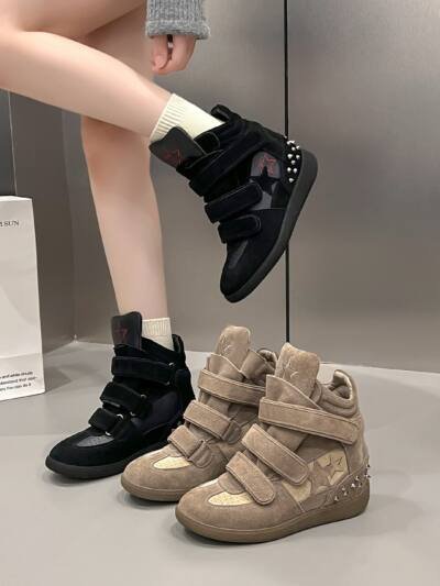 Womens Hidden-Heel, Thick-Soled Casual High-Top Shoes