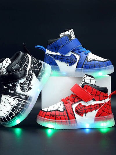 New Style LED-lit Leather Sneakers For Boys