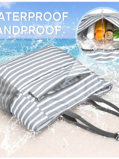 Large Beach Tote Bag Waterproof Sandproof And Foldable