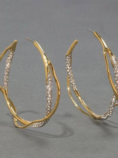 Gold Plated Two-tone 925 Silver Pin Earrings