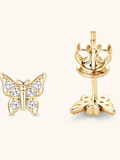 Korean Butterfly Moussan Diamond Ear Team S925 Zeng Silver Jewelry