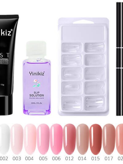 Poly Extension Nail Gel Set 15ml 12 Colors White Clear Crystal UV Builder Gel