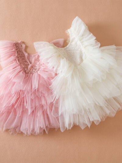 Summer New Girls' Lace Embroidery Mesh Princess Dress