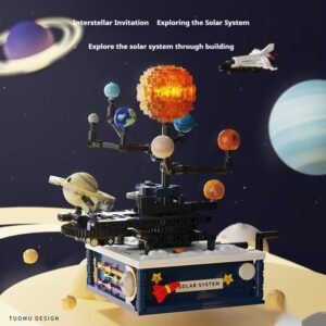 Rotating Solar System Space Model Assembling Small Particles Building Blocks Children's Toys