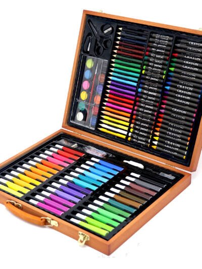 Children's 150-piece Wooden Box Painting Stationery Set