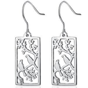 925 Silver Earrings Hollow Out Bird Painting