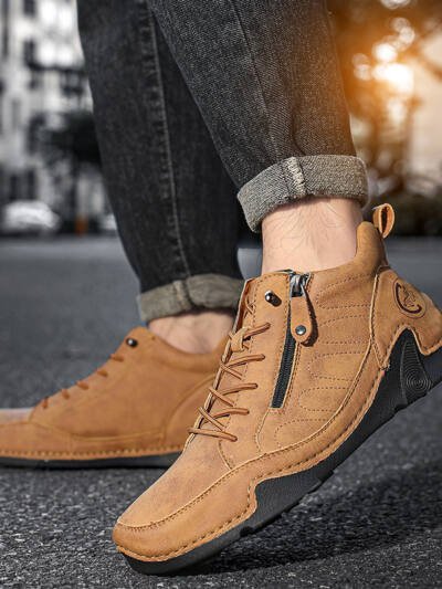 Mens Casual Leather Shoes Plus-size Athletic Shoes