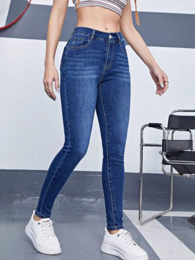 High-waisted Form-fitting Stretchy Skinny Pants In European And American Styles