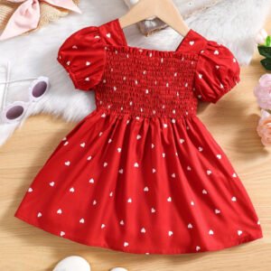 Stylish Polka-Dot Short-Sleeve Dress For Girls