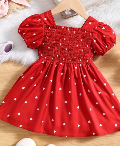 Stylish Polka-Dot Short-Sleeve Dress For Girls