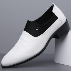 Men's British Business Soft Leather Pointed Toe Youth Leather White Shoes Pumps