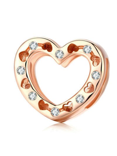DIY Heart Shaped 925 Sterling Silver Beads Rose Gold Plated