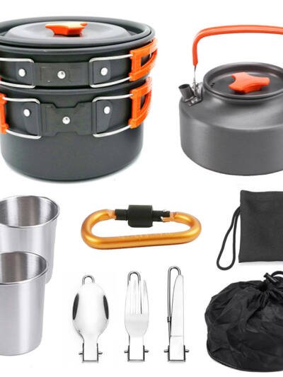 Outdoor Portable Cookware Mess Kit Camping Hiking Picnic