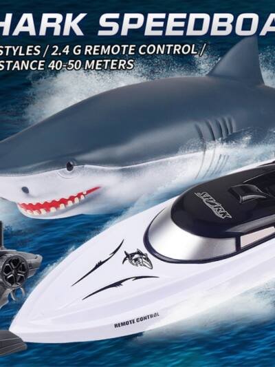 New Electric Shark RC Boat Vehicles Waterproof Swimming Pool Simulation Model Toys 2 In 1 High-speed Remote Control Boat
