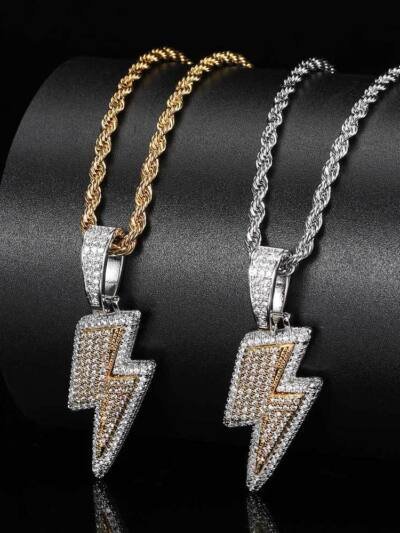 Hot Selling Lightning Hip Hop Pendant Micro-inlaid Zircon Hip Hop Fashion Trendy Hip Hop Jewelry