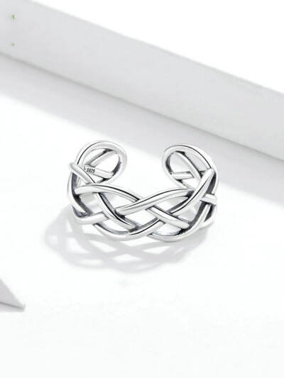 Bamoer Genuine 925 Sterling Silver Woven Texture Ring
