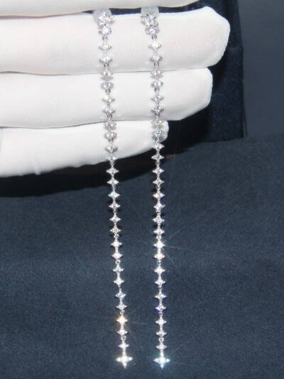 Euramerican brand S925 pure silver ear nail lady''s long tassels Star Earrings temperament crystal accessories to prevent allergic tide