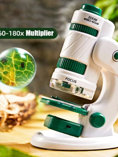 Kid Science Experiment Pocket Microscope Toy Kit 60-120x Educational Mini Handheld Microscope With Light Children Toys Gift