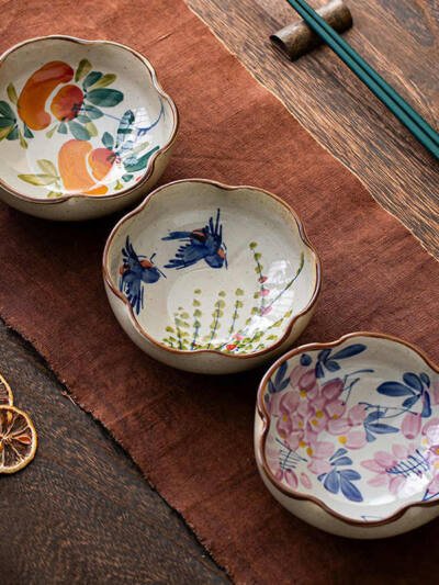 Blue And White Underglaze Household Plate Sauce Dishes Retro Dessert Fruit Dish
