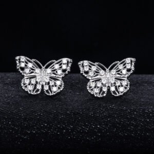 Butterfly Hollow Stud Earrings S925 Silver Stud