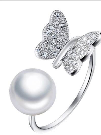 925 SilverButterfly Pearl Decoration Ring