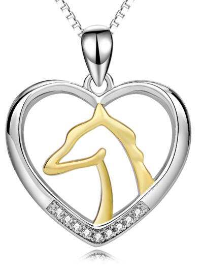Horse Head Pendant 925 Silver Necklace
