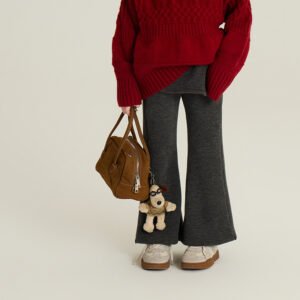 Children Fleece-lined Thickened All-matching Bell-bottom Pants