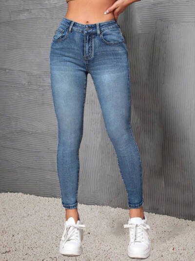 High-elastic Versatile Slim-fit Mid-rise Skinny Pants Relaxed Fit