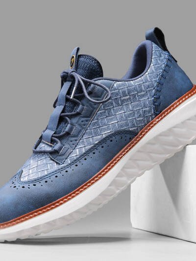 Breathable Woven-Texture Mens Sneakers