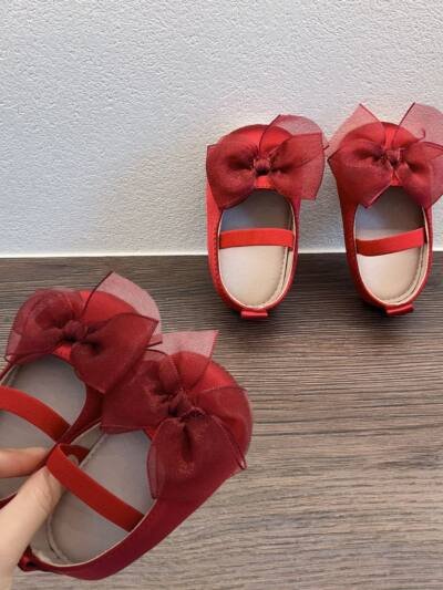 Princess Toddler Soft Bottom Pumps Bow Velcro Small Fabric Shoes