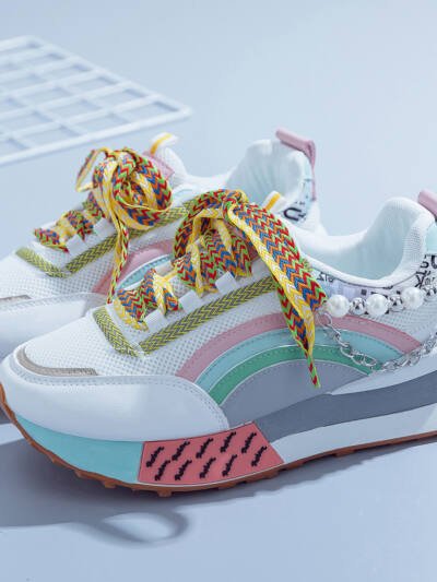 Shiny Chunky Soled Sneakerscasual FashionableAnd On Trend