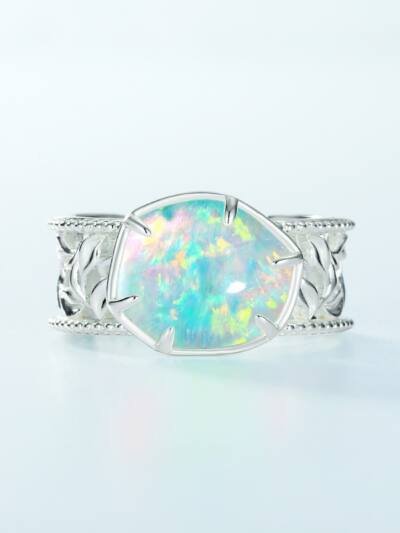 Simple Geometric Opal S925 Sterling Silver Ring