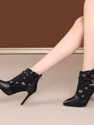 Womens Lace Mesh High Heels With A Stiletto Heel And Pointed Toe
