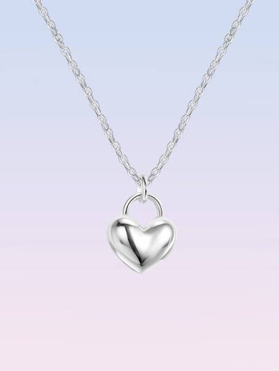 Stylish Sterling Silver Heart Pendant Necklace With A Smooth Finish