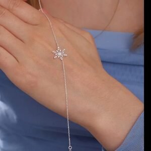 925 Sterling Silver Snowflake Bracelet With White Zircon Stone