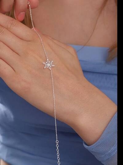 925 Sterling Silver Snowflake Bracelet With White Zircon Stone