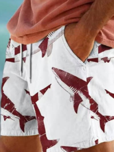 Fashion Personality 3D Shark Printed Beach Shorts Men