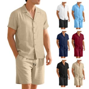 Mens Commuter Casual Button-Down Short-Sleeve Shirt Set