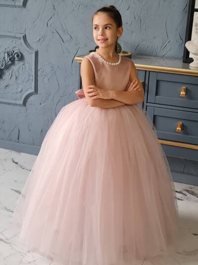 Flower Girl Wedding Dress Backless Piano Playing Host Party