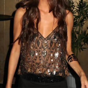 Sequin Bead Sling Basic Vest Women's Western Style Elegant