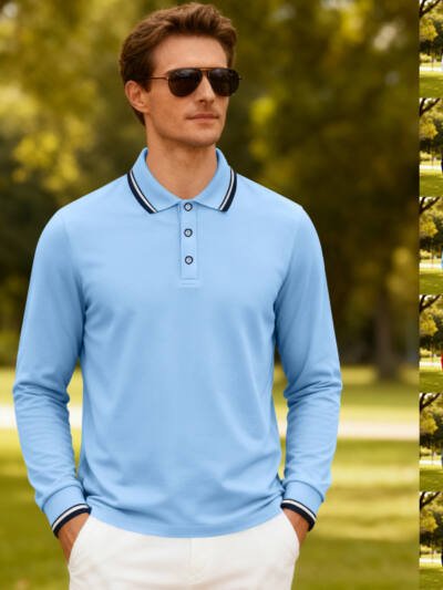 Mens Casual Jacquard Polo Shirtquick-drying Breathable