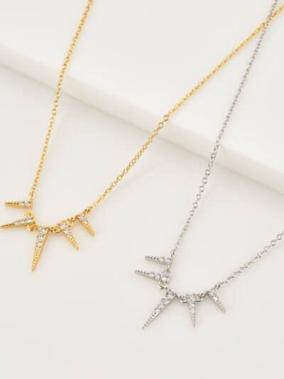S925 Sterling Silver Tapered Diamond INS Style Necklace