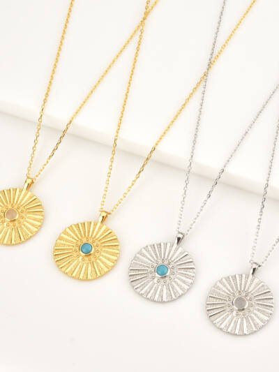 S925 Sterling Silver Round Fan-shaped Premium Personalized Necklace