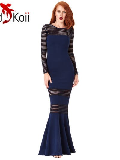 Long Slim Stripe Perspective Mermaid Dress