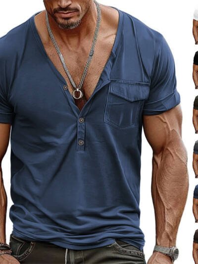 Men's Short-sleeved High-end Solid Color Oversized Loose Retro
